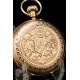 Reloj de Bolsillo Antiguo en Oro de 18K. Escudo Real. Habana - Suiza. 1895