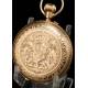 Reloj de Bolsillo Antiguo en Oro de 18K. Escudo Real. Habana - Suiza. 1895