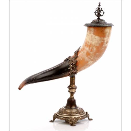 Horn with brass saddle. Antique. Very Decorative. Circa 1930's