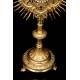 Antique Monstrance in Gilded Brass. Evangelists. France S. XIX