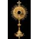 Antique Monstrance in Gilded Brass. Evangelists. France S. XIX