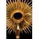 Antique Monstrance in Gilded Brass. Evangelists. France S. XIX