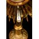 Antique Monstrance in Gilded Brass. Evangelists. France S. XIX