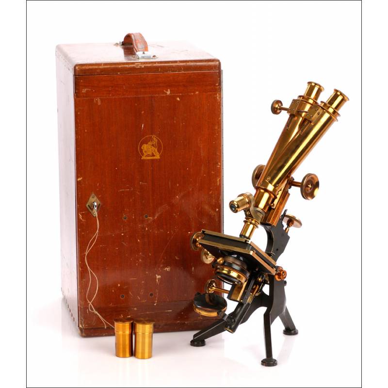 Antique Watson & Sons Binocular Microscope. England, Circa 1910