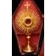 Antique Monstrance in Gilded Brass. France, XIX Century