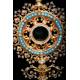 Custodia Neogótica Antigua. Plata, Oro, Diamantes, Rubíes, Perlas y Lapislázuli. 1855