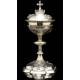 Antique Solid Silver Ciborium with Papal Symbols. Henri Chevron. France, Circa 1900