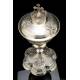 Antique Solid Silver Ciborium with Papal Symbols. Henri Chevron. France, Circa 1900