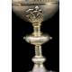 Antique Solid Silver Ciborium with Papal Symbols. Henri Chevron. France, Circa 1900