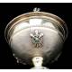 Antique Solid Silver Ciborium with Papal Symbols. Henri Chevron. France, Circa 1900