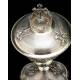 Antique Solid Silver Ciborium with Papal Symbols. Henri Chevron. France, Circa 1900