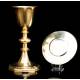 Antique Chalice and Paten in Solid Silver Gilt. Missions. France, Circa 1860