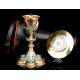 Antique Chalice in Gilded Silver and Enamel, by Louis Guillat. Lyon, France. XIX CENTURY.