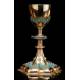 Antique Chalice in Gilded Silver and Enamel, by Louis Guillat. Lyon, France. XIX CENTURY.