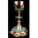 Antique Chalice in Gilded Silver and Enamel, by Louis Guillat. Lyon, France. XIX CENTURY.