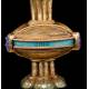 Extraordinary Antique Chalice in Solid Silver and Enamels by Armand Caillat. Circa 1890