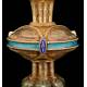 Extraordinary Antique Chalice in Solid Silver and Enamels by Armand Caillat. Circa 1890