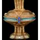 Extraordinary Antique Chalice in Solid Silver and Enamels by Armand Caillat. Circa 1890