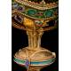 Extraordinary Antique Chalice in Solid Silver and Enamels by Armand Caillat. Circa 1890