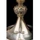 Antique Chalice and Paten in Solid Silver and Royal Diamonds, Armand Caillat. 1890