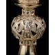 Antique Chalice and Paten in Solid Silver and Royal Diamonds, Armand Caillat. 1890