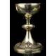 Antique Chalice and Paten in Solid Silver by Armand Caillat Fils. Lyon, France, Circa 1910