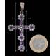 Chest Cross. Silver, Bronze, White Topaz and Amethysts. 1970's-80's