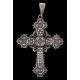 Chest Cross in Silver, Bronze, White Topazes and Amethysts. Years 70-80s