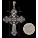 Chest Cross in Silver, Bronze, White Topazes and Amethysts. Years 70-80s