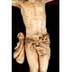 Antique Ivory Christ on Cross with Silver Mounts. CITES. Spain, Circa 1900