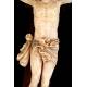 Antique Ivory Christ on Cross with Silver Mounts. CITES. Spain, Circa 1900