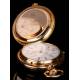 Beautiful Antique Pocket Watch and Chronometer in 18K Solid Gold. Switzerland, 1885.