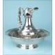 Antique Solid Silver Ewer and Ewer Basin. Spain, Circa 1940