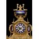 Antique gilt Calamine Mantel Clock with Garnish. France, 1870