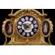 Antique gilt Calamine Mantel Clock with Garnish. France, 1870