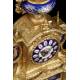 Antique gilt Calamine Mantel Clock with Garnish. France, 1870