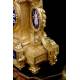 Antique gilt Calamine Mantel Clock with Garnish. France, 1870