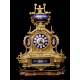Antique gilt Calamine Mantel Clock with Garnish. France, 1870
