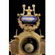 Antique gilt Calamine Mantel Clock with Garnish. France, 1870