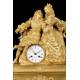 Antique Mantel Clock in Gilded Bronze. France, 1850