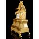 Antique Mantel Clock in Gilded Bronze. France, 1850