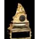 Antique Mantel Clock in Gilded Bronze. Virgin of the Chair. France, 1870