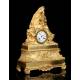 Antique Mantel Clock in Gilded Bronze. Virgin of the Chair. France, 1870