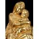 Antique Mantel Clock in Gilded Bronze. Virgin of the Chair. France, 1870