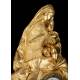 Antique Mantel Clock in Gilded Bronze. Virgin of the Chair. France, 1870