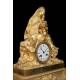 Antique Mantel Clock in Gilded Bronze. Virgin of the Chair. France, 1870