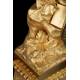 Antique Mantel Clock in Gilded Bronze. Virgin of the Chair. France, 1870