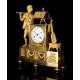 Antique Mantel Clock in Gilded Bronze with Mercury. The Troubadour. France, 1850-70