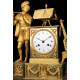 Antique Mantel Clock in Gilded Bronze with Mercury. The Troubadour. France, 1850-70