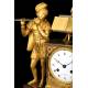 Antique Mantel Clock in Gilded Bronze with Mercury. The Troubadour. France, 1850-70
